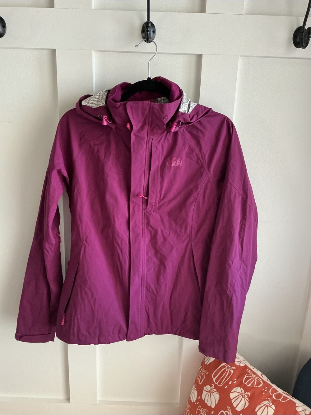 REI Elements Women's Plum Hooded Waterproof Rain Jacket